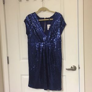 Blue sequin dress 1X